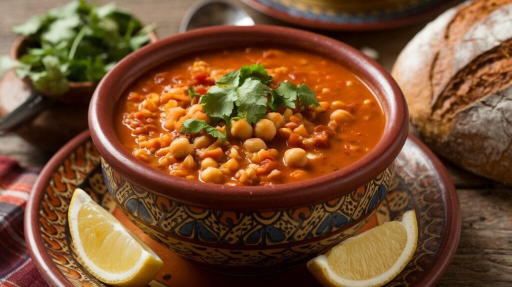 A bowl of harira soup