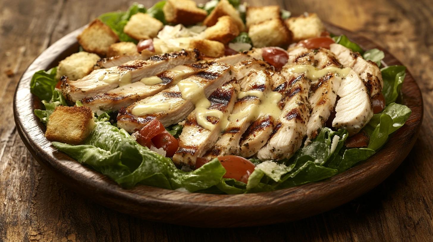 Classic Chicken Caesar Salad on a Plate