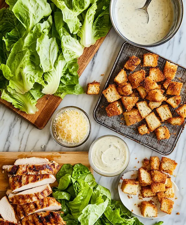 Fresh Caesar Salad Ingredients