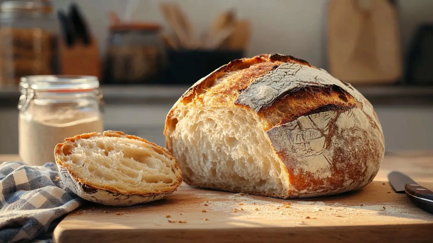 Fresh Sourdough Bread In Kitchen