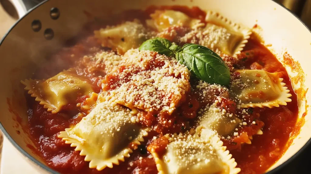 Ravioli Simmering In Sauce