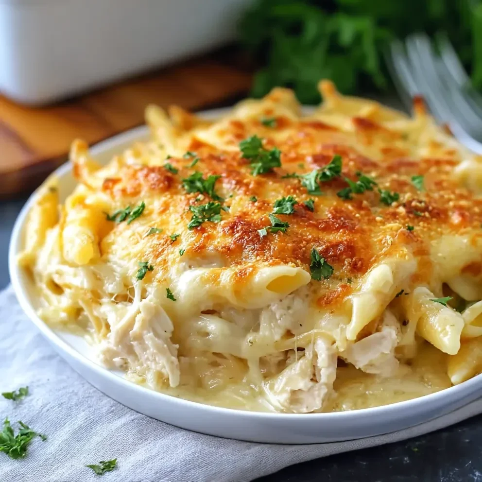 Dump And Bake Chicken Alfredo Pasta Casserole2