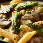 Creamy Mushroom And Asparagus Chicken Penne